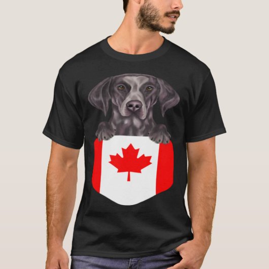 T-shirt Canada Flag German Shorthaired Pointer Dog In Pock (Devant)