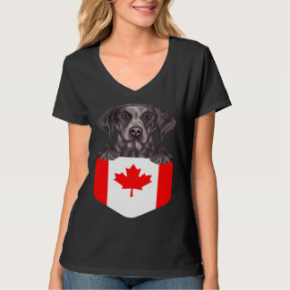T-shirt Canada Flag German Shorthaired Pointer Dog In Pock