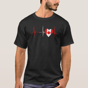 T-shirt Canada Heart Canadian Heartbeat Ekg Pulse Canadian