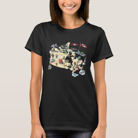 T-shirt Canada map major cities Tourist Destinations attra (Devant)