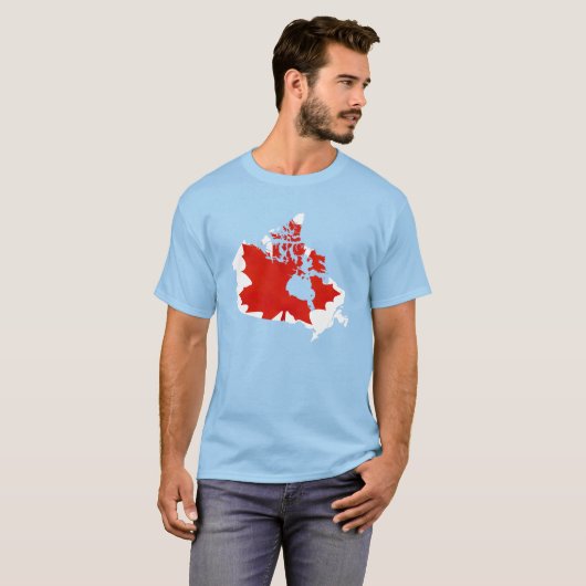 T-shirt Canada Map Maple Leaf Graphic Blue Tee (Devant entier)