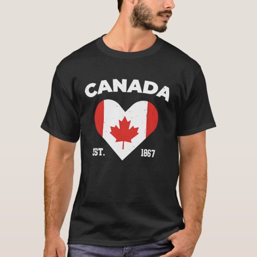 T-shirt Canada Maple Leaf Flag Heart  Canadian Patriot Van (Devant)
