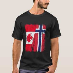 T-shirt Canada Norvège Semi-drapeau Canadien Norvégien Anc