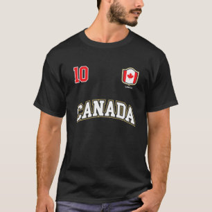 T-shirt Canada Numéro 10 Équipe de football Sports Drapeau