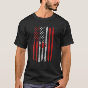 T-shirt Canada USA Canadian American Flag Love Accueil 4E