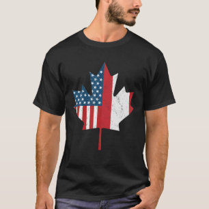 T-shirt Canada USA Roots Vintage Canadian American Flag