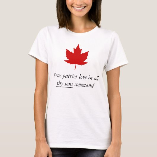 T-shirt Canada - Véritable amour patriotique dans le comma (Devant)
