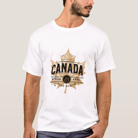 T-shirt Canada Véritable Feuille d'érable libre et solide (Devant)
