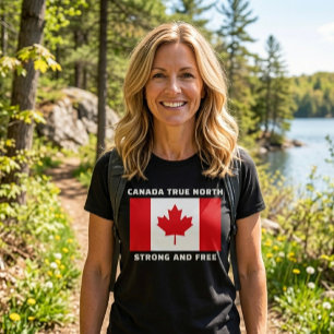 T-shirt Canada Véritable Nord Fort Et Libre.