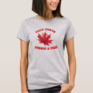 T-shirt Canada Véritable Nord Fort & Libre Feuille d'érabl