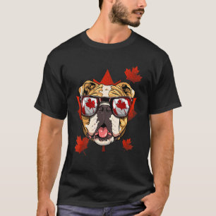 T-shirt Canadian American Buldog Maple Tree Leaf Canada F