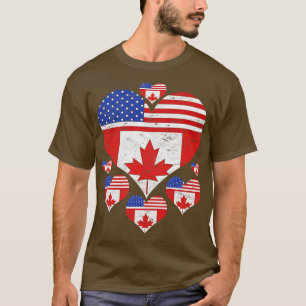 T-shirt Canadian American Friendship Heart Canadian Flag U