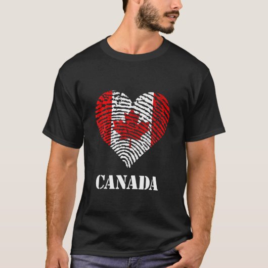 T-shirt Canadian Fingerprint Heart Drapeau canadien Ro can (Devant)