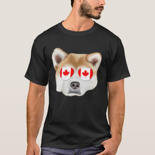 T-shirt Canadian Flag Akita Dog Canada Pocket (Devant)