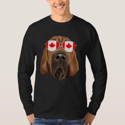 T-shirt Canadian Flag Bloodhound Dog Canada Pocket (Devant)