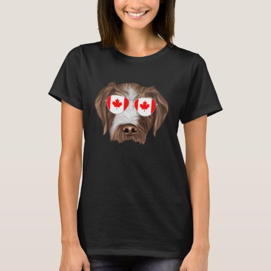 T-shirt Canadian Flag German Wirehaired Pointer Dog Canada (Devant)