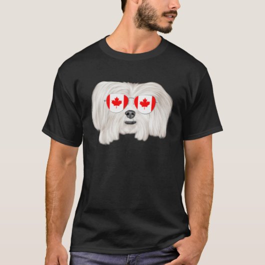 T-shirt Canadian Flag Maltese Dog Canada Pocket (Devant)