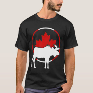 T-shirt Canadian Flag Maple Leaf Moose Antlers Animal Cana
