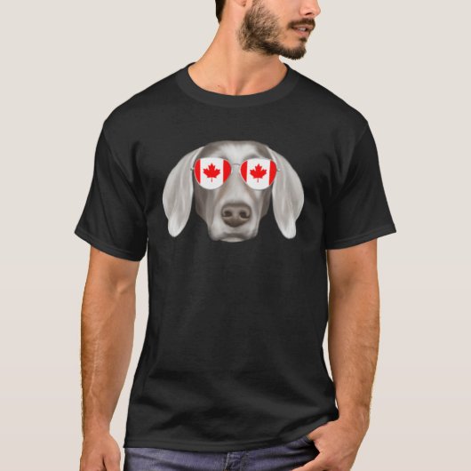 T-shirt Canadian Flag Weimaraner Dog Canada Pocket (Devant)