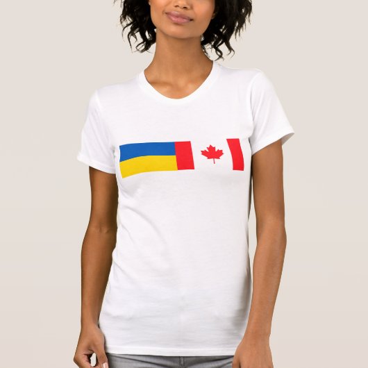 T-shirt Canadian I stand with Ukraine. CAN & UKR flags. (Devant)