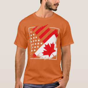 T-shirt Canadian Maple Leaf America Flag Friendship Canada