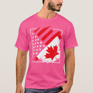 T-shirt Canadian Maple Leaf America Flag Friendship Canada
