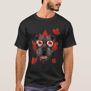 T-shirt Canadian Pit Bull Dog Maple Leaf Patriotique Canad