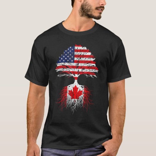 T-shirt Canadian Roots American Grosse Canada Drapeau Homm (Devant)
