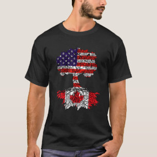 T-shirt Canadian Roots American Grown Pride Love USA Flag