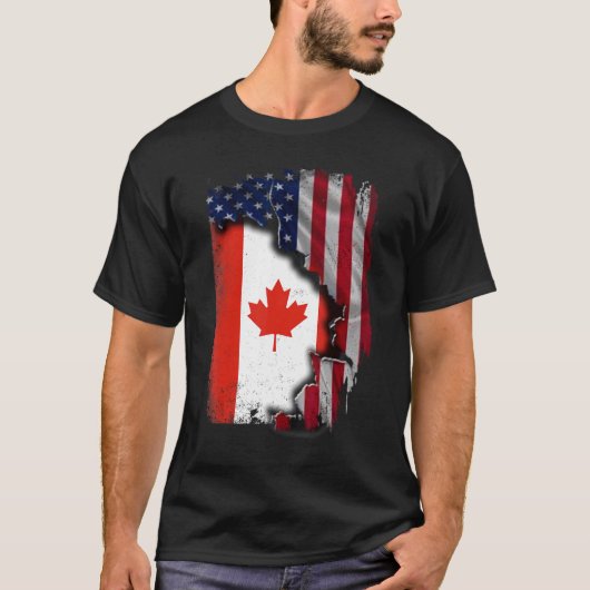 T-shirt Canadian ROOTS Drapeau semi-américain Patriotique (Devant)