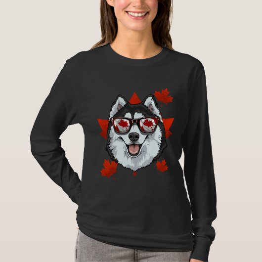 T-shirt Canadian Siberian Husky Chien Maple Leaf Patriotiq (Devant)
