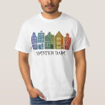 T-shirt Canal House Row Amsterdam Holland Dutch Rainbow<br><div class="desc">Montrez votre amour pour la Hollande avec cette douce et charmante Amsterdam abrite un tee art motif. Fait un grand cadeau d'anniversaire ! Vous pouvez également le customiser et ajouter ou modifier le texte. Consultez ma boutique pour plus de couleurs et de motifs ! Et plus d'articles assortis comme des...</div>