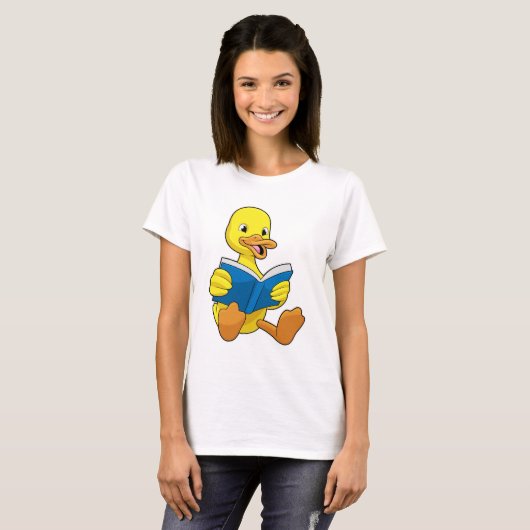 T-shirt Canard à la lecture avec livre (Devant entier)