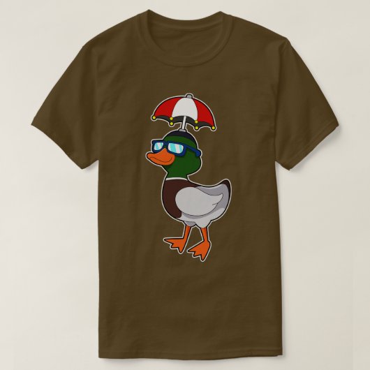 T-shirt Canard à la pluie avec parapluie (Design devant)