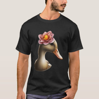T-shirt Canard Adorable Avec Une Fleur Belle Canard Fleur