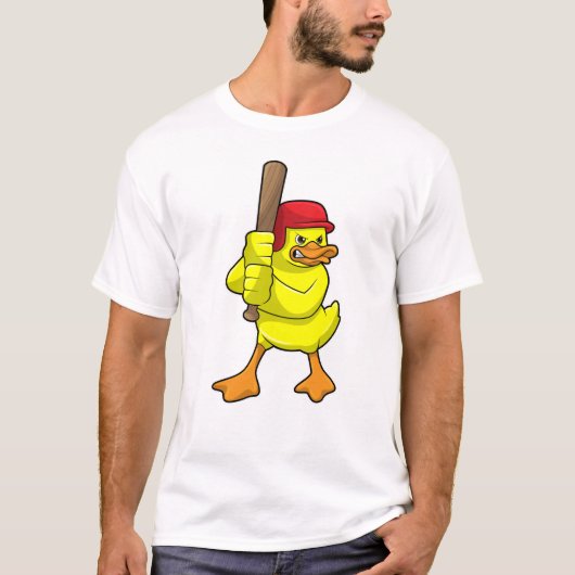 T-shirt Canard au baseball avec batte de baseball et Casqu (Devant)