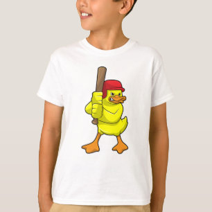 T-shirt Canard au baseball avec batte de baseball et Casqu