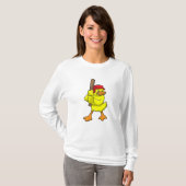 T-shirt Canard au baseball avec batte de baseball et Casqu (Devant entier)