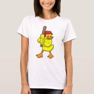 T-shirt Canard au baseball avec batte de baseball et Casqu