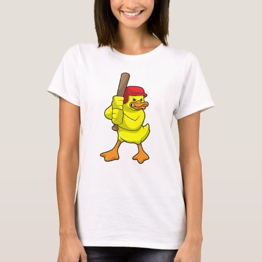 T-shirt Canard au baseball avec batte de baseball et Casqu (Devant)