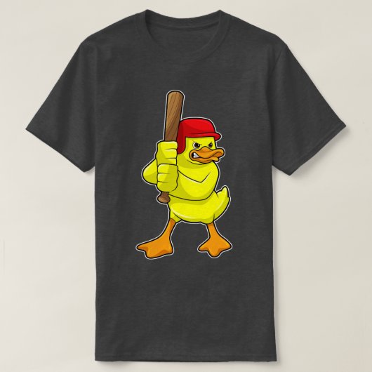 T-shirt Canard au baseball avec Casquette de batte de base (Design devant)