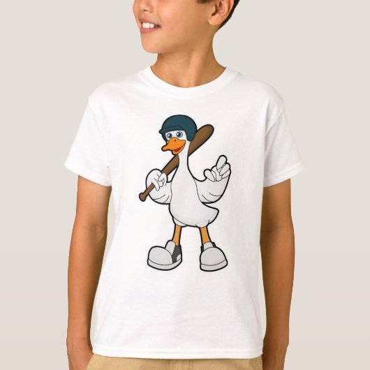T-shirt Canard au baseball avec raquette et casque de base (Devant)