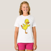T-shirt Canard au Yoga Fitness sur une jambe (Devant entier)