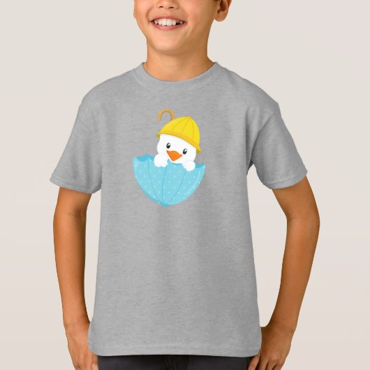 T-shirt Canard, Bébé Canard, Canard Avec Parapluie, Pluie (Devant)