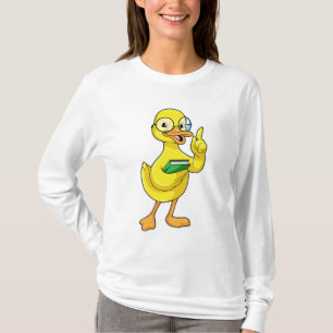 T-shirt Canard comme enseignant avec livre et lunettes