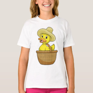 T-shirt Canard comme fermier avec panier