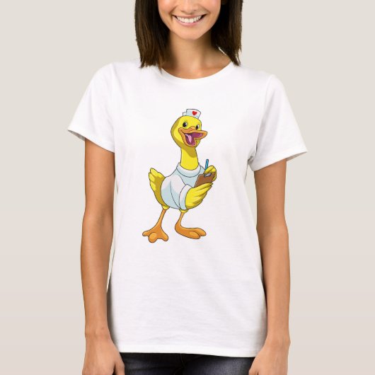 T-shirt Canard comme infirmière avec coeur (Devant)