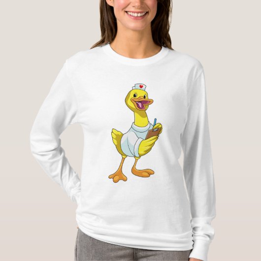 T-shirt Canard comme infirmière avec coeur (Devant)