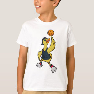 T-shirt Canard comme joueur de basketball avec basket-ball