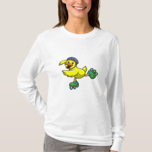 T-shirt Canard comme patineur avec patins et casque